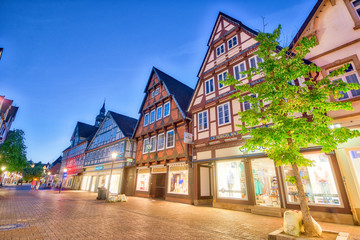 CELLE, GERMANY - JULY 18, 2016: Tourists in Schuhstrasse. Celle attracts 3 million people annually