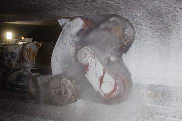 Underground abandoned ore mine shaft tunnel gallery salt machine