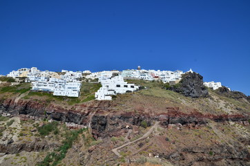 CALDEIRA ET VILLAGE DE THRA SANTORIN CYCLADES GRECE