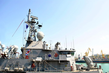 Modern Warship In The Ocean