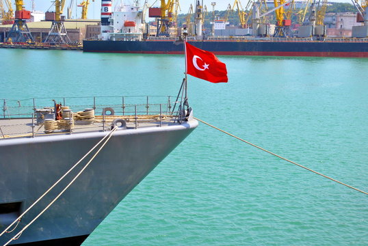 Turkish flag on the ship