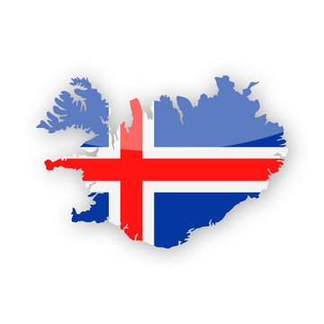 Iceland Flag Country Contour Vector Icon