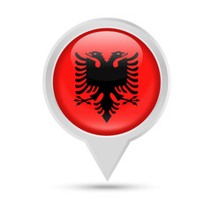 Albania Flag Round Pin Vector Icon