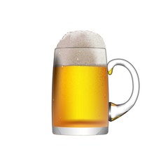 A glass mug with beer isolated on a white background.