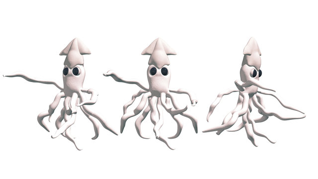 クラーケン ダイオウイカ ３ｄイラスト 素材 白バック 正面 ３パターン Stock イラスト Adobe Stock