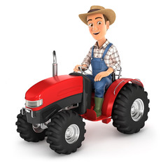 3d farmer driving tractor