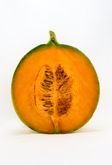 Interior of a melon cut in half