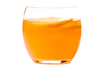 A glass of lemonade orange lemon