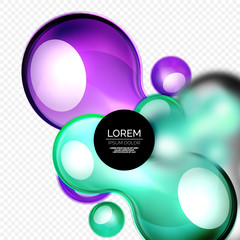 Glass bubbles on grey, modern techno liquid design