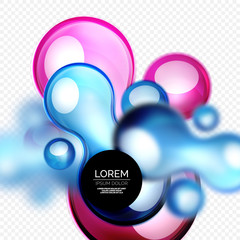 Glass bubbles on grey, modern techno liquid design