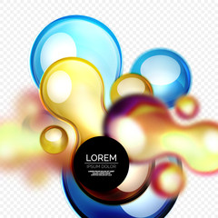 Glass bubbles on grey, modern techno liquid design