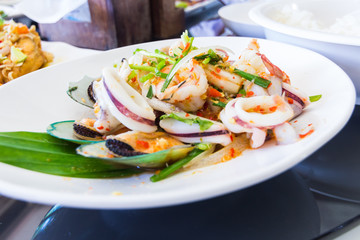 Spicy seafood salad.