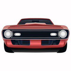 Front view of the powerful red car vector illustration