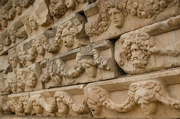 Detail from a wall at Roman antique city of Aphrodisias, Turkey