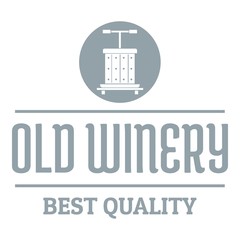 Quality old winery logo, simple gray style