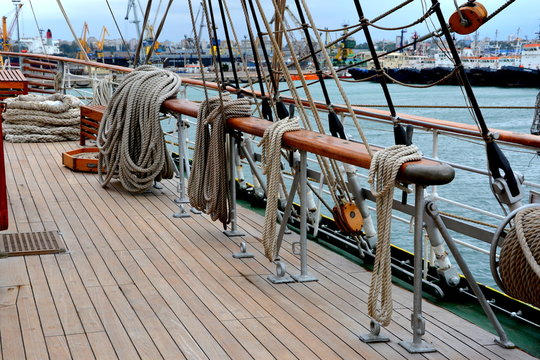 Constanta harbor at Black Sea. Marine Ship-School "Mircea".