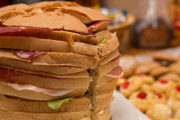 Close up of big sandwich