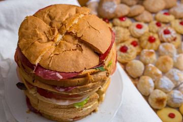 Close up of big sandwich whit background