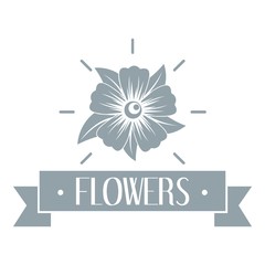 Fototapeta na wymiar Flower garden logo, simple gray style