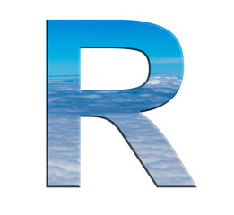 alphabet letters Blue sky with clouds on a white background