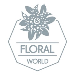 Flower world logo, simple gray style