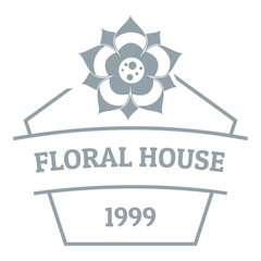 Flower house logo, simple gray style