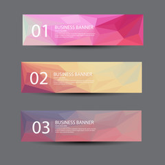 A set of vector banners with polygonal background