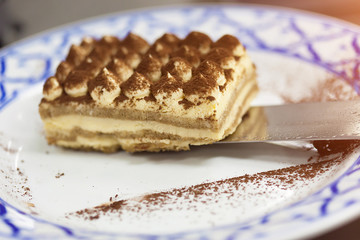  tiramisu Italian style on Thai Pattern plate 