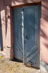 Old painted metal door