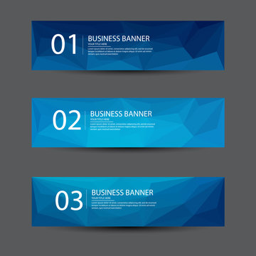 A set of vector banners with polygonal background