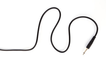 Black power cable isolated on white background