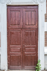 Old wooden entrance door