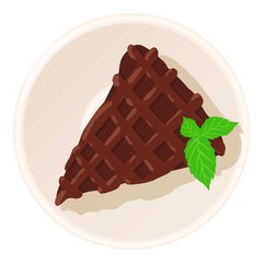 Chocolate cake icon, cartoon style
