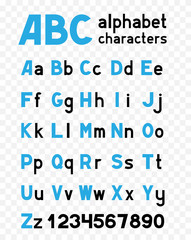 alphabet on transparent background