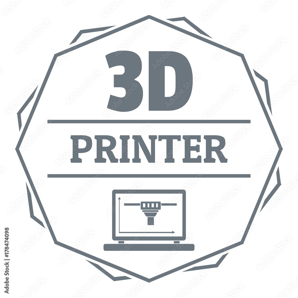 Poster modeling 3d printing logo, simple gray style