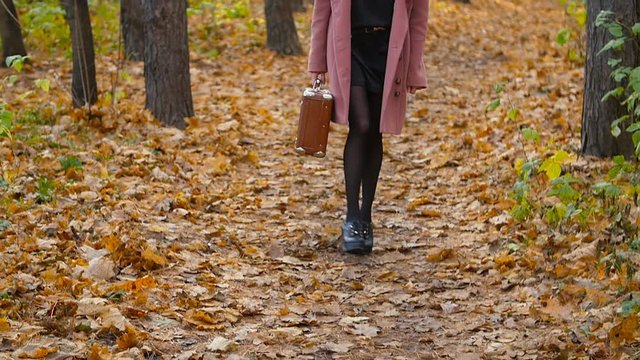 Woman Walking in the autumn park