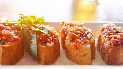 bruschetta row line up with copy space for text