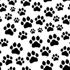 Paw print seamless. Traces of Cat Textile Pattern. Cat footprint seamless pattern. Vector seamless