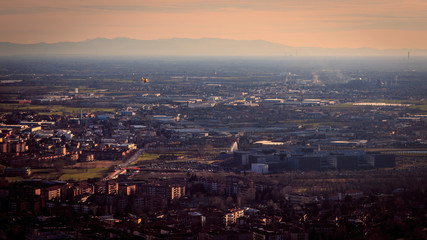 Fototapeta na wymiar colorful sunset in Bergamo