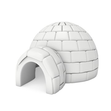 Igloo icehouse isolated on white background 3d render illustration. Snowhouse or snowhut. Eskimo shelter built of ice