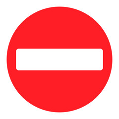 Vector Stop Sign Icon. Red restriction to enter. No road allowed. Traffic safety sign warning danger while driving. Street no direction caution. EPS10.