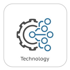 Technology Icon. Gear and Electronic. Digital Factory Symbol.