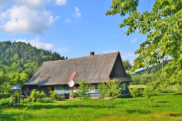 Fototapeta na wymiar Traditional wooden rural house, Beskid Niski, Poland