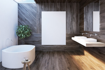 Dark wooden bathroom, poster