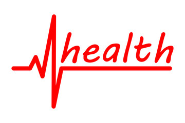 the inscription Health with electrocardiogram on white background