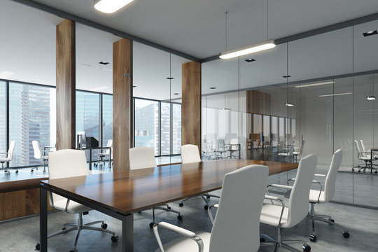 Wooden table meeting room