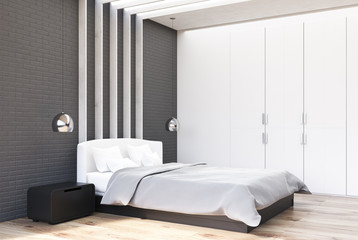 Gray bedroom interior side