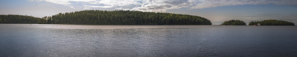 Evening panorama of Islands in lake Ladoga