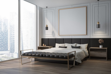 White bedroom corner, poster