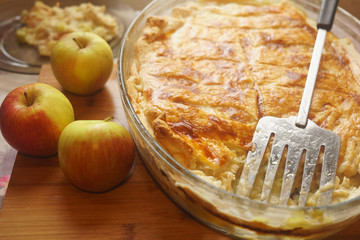 casserole with apples and leek